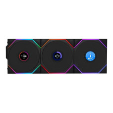 Lian Li UNI Fan TL - LCD Wireless 120 - Triple Pack (Reverse Blade) Black- 2.4 GHz Wireless Signal RGB & PC Case Fan - Infinity Mirror